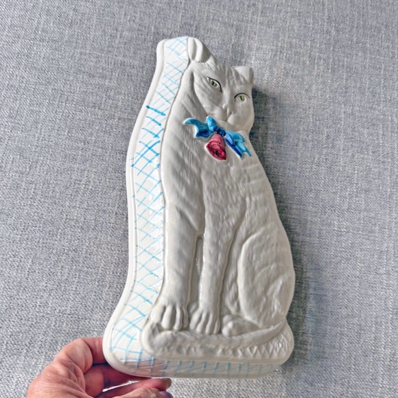 Hand Painted Ceramic Cat Wall Hanging Made in Italy - Picture 2 of 8